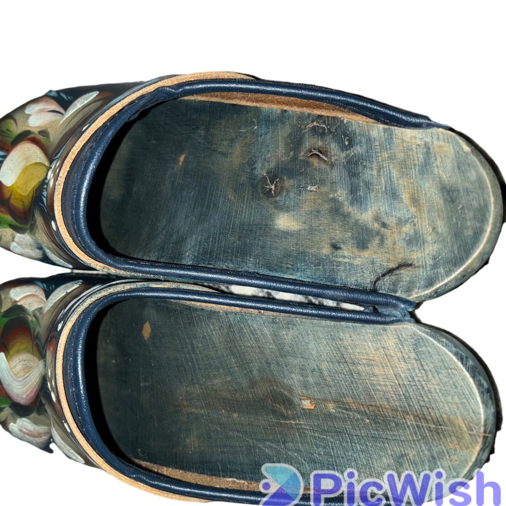 Vollsjo original Swedish hand painted wooden clogs size 37/7 - Picture 4 of 7
